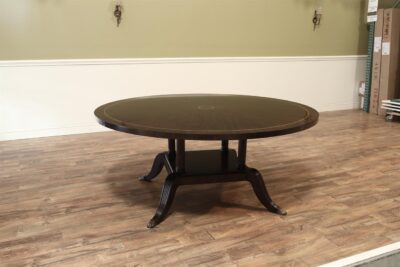 70 inch Round Dark Walnut Dining Room Pedestal Table