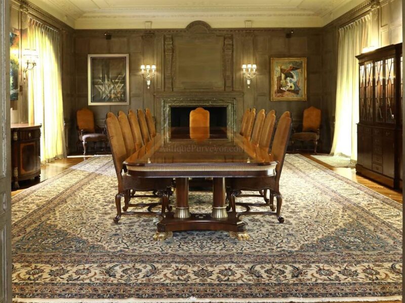 Custom American made King Demure dining table shown in a historic St Louis estate