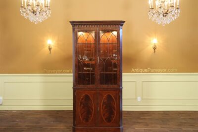 High end antique reproduction corner china cabinet curio or hutch