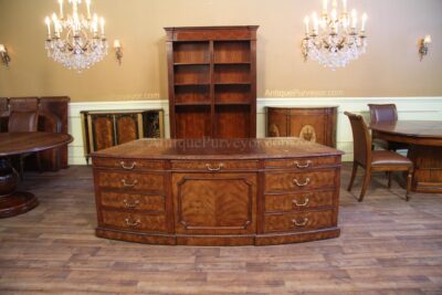 High end George III executive desk with faux drawers on front