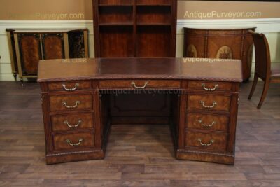 George III Antique Reproduction Leather Top Executive Desk