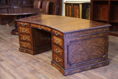 Curved leather top executive desk