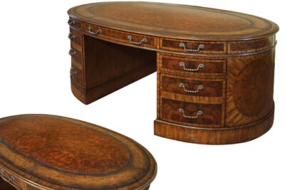 Oval leather top partners desk