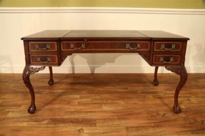 Chippendale ball and claw leather top writing desk