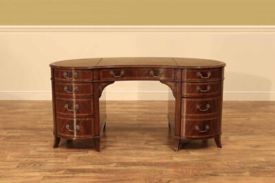 Traditional Mahogany and Leather Top Kidney Desk