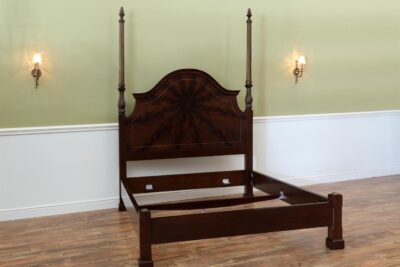 Queen Poster Bed, Traditional Mahogany Queen Bed Frame with Heavy Headboard and Footboard