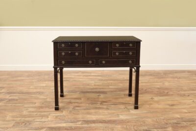 Silverware Storage Chest, Mahogany Standing Silverware Chest on Legs w Dark Walnut Finish