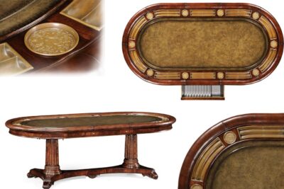 Jonathan Charles Fine Furniture, Leather Top Poker Table or Game Tables