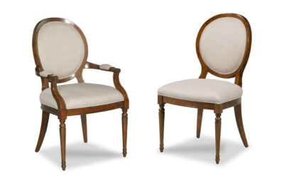 Round Back Dining Room Chairs with Walnut Finish and Modern Louis XV legs by Woodbridge Furniture