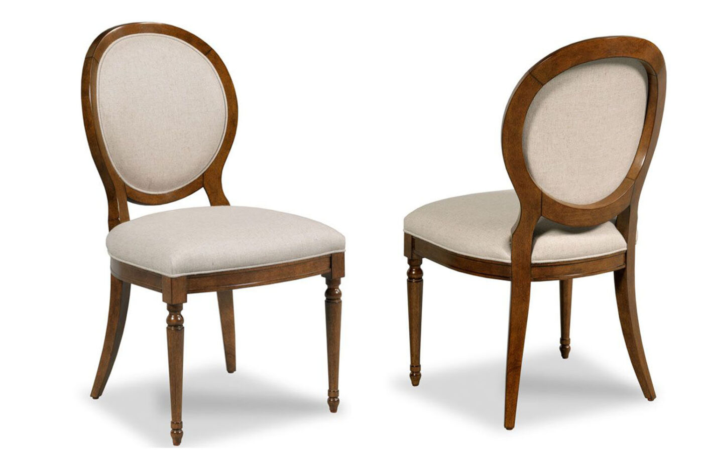 Transitional Round Back Dining Room Side Chairs with Medium Walnut Finish - Image 4