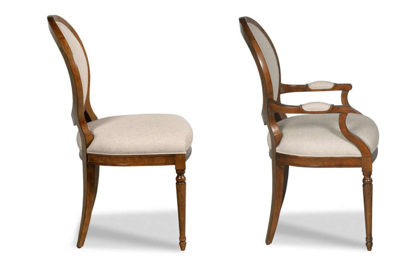 Transitional Round Back Dining Room Side Chairs with Medium Walnut Finish - Image 3