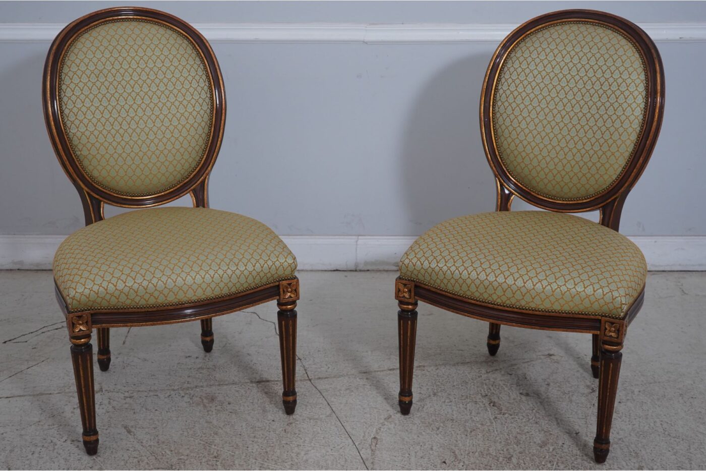 Set of 8 Vintage Louis XVI Round-Back Dining Chairs - Image 2