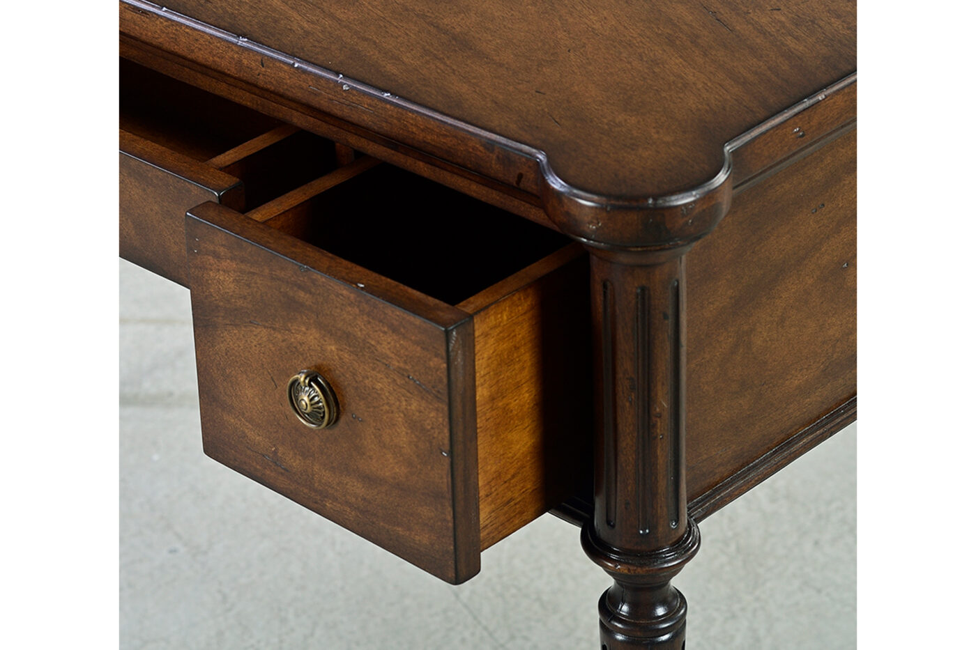 Swirl Mahogany Writing Desk with Spade Legs and a Country Finish - Image 7