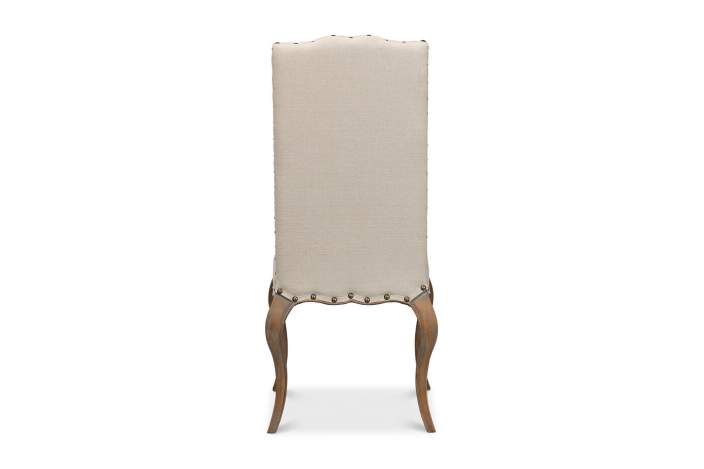 Beige Upholstered Camel-Back Oak Side Chairs - Image 3