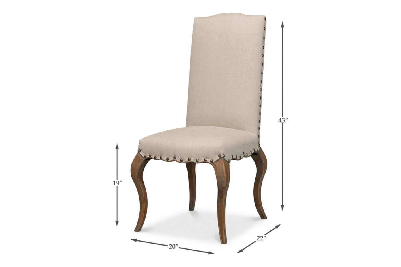 Beige Upholstered Camel-Back Oak Side Chairs - Image 11