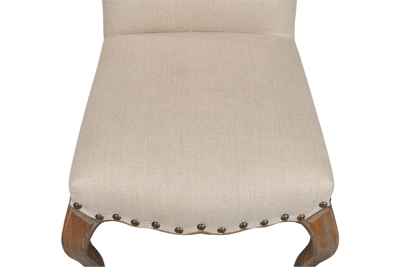 Beige Upholstered Camel-Back Oak Side Chairs - Image 8