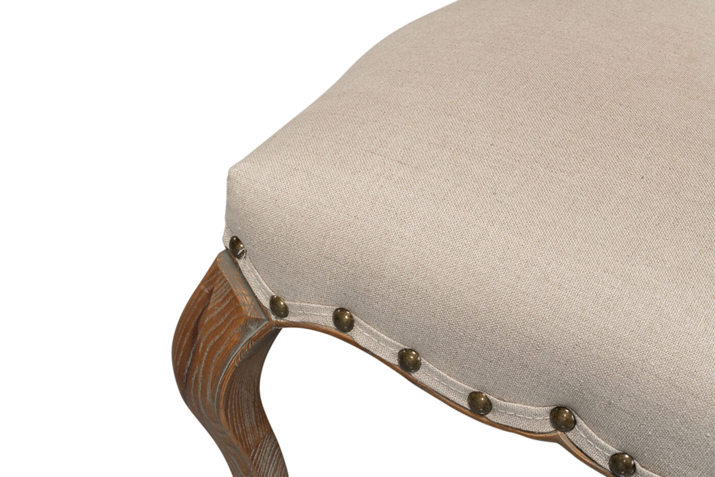 Beige Upholstered Camel-Back Oak Side Chairs - Image 9