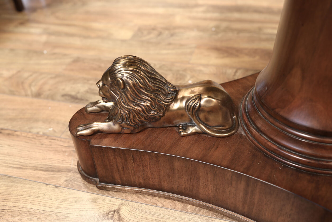 Transitional center table, 39” Round black and brass lion pedestal table for foyer - Image 4