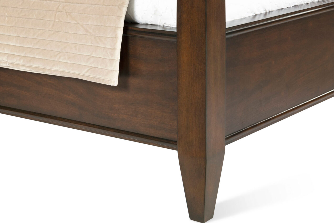 King Poster Bed Frame with Crown Mahogany Headboard - Image 3