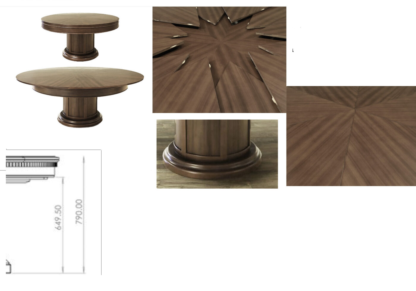 61-78  walnut capstan table or radial table with self-deploying leaves - Image 2