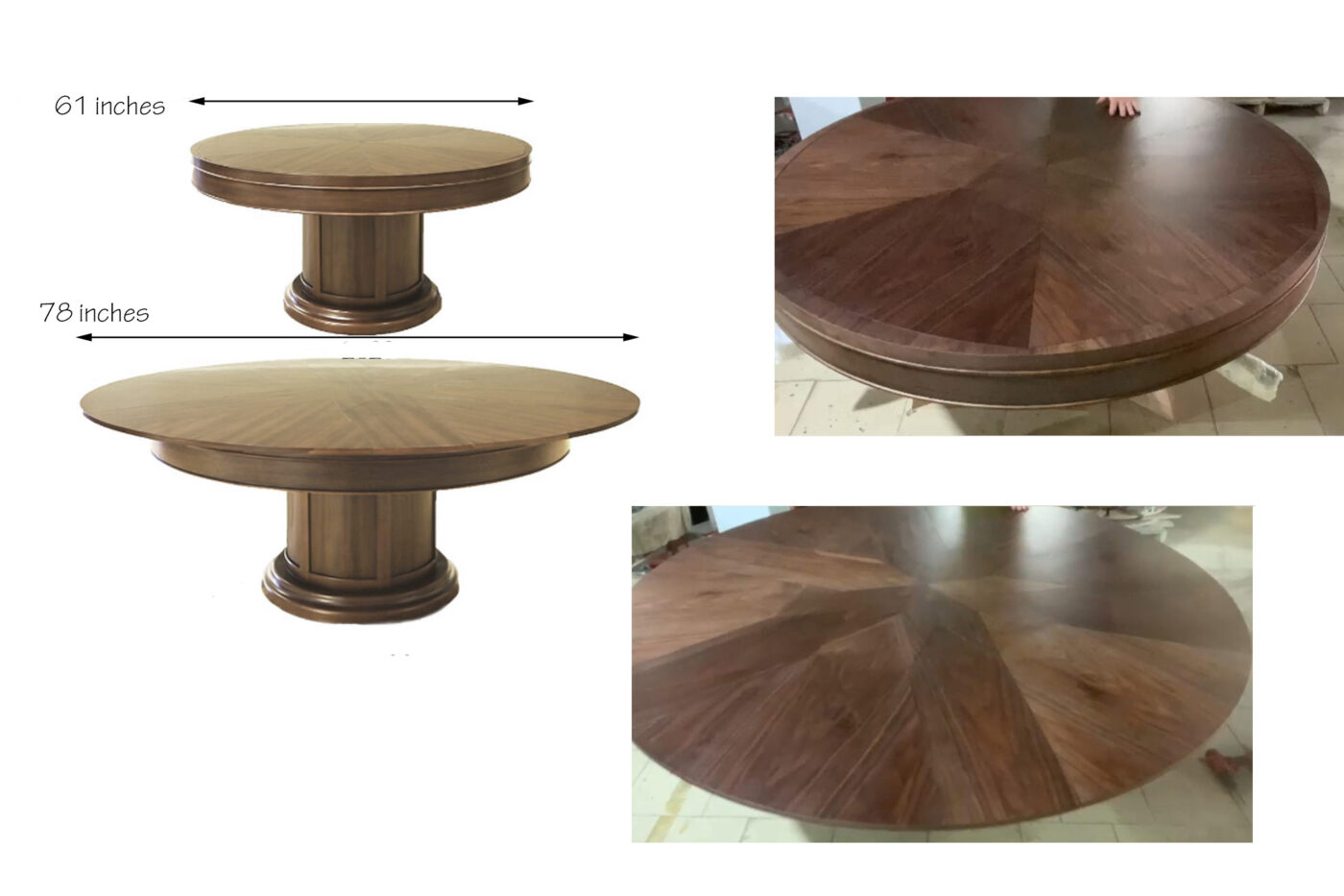 Colonial Walnut Jupe Table, Radial Table with Self-storing leaves